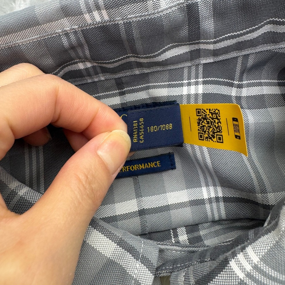 Polo Ralph Lauren Button Down Shirt Mens 2XB Gray Plaid Performance Long Sleeve - Picture 8 of 11